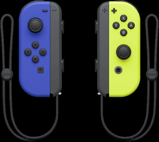 Paire de manettes Joy-Con bleu (G) et Joy-Con jaune néon (D)